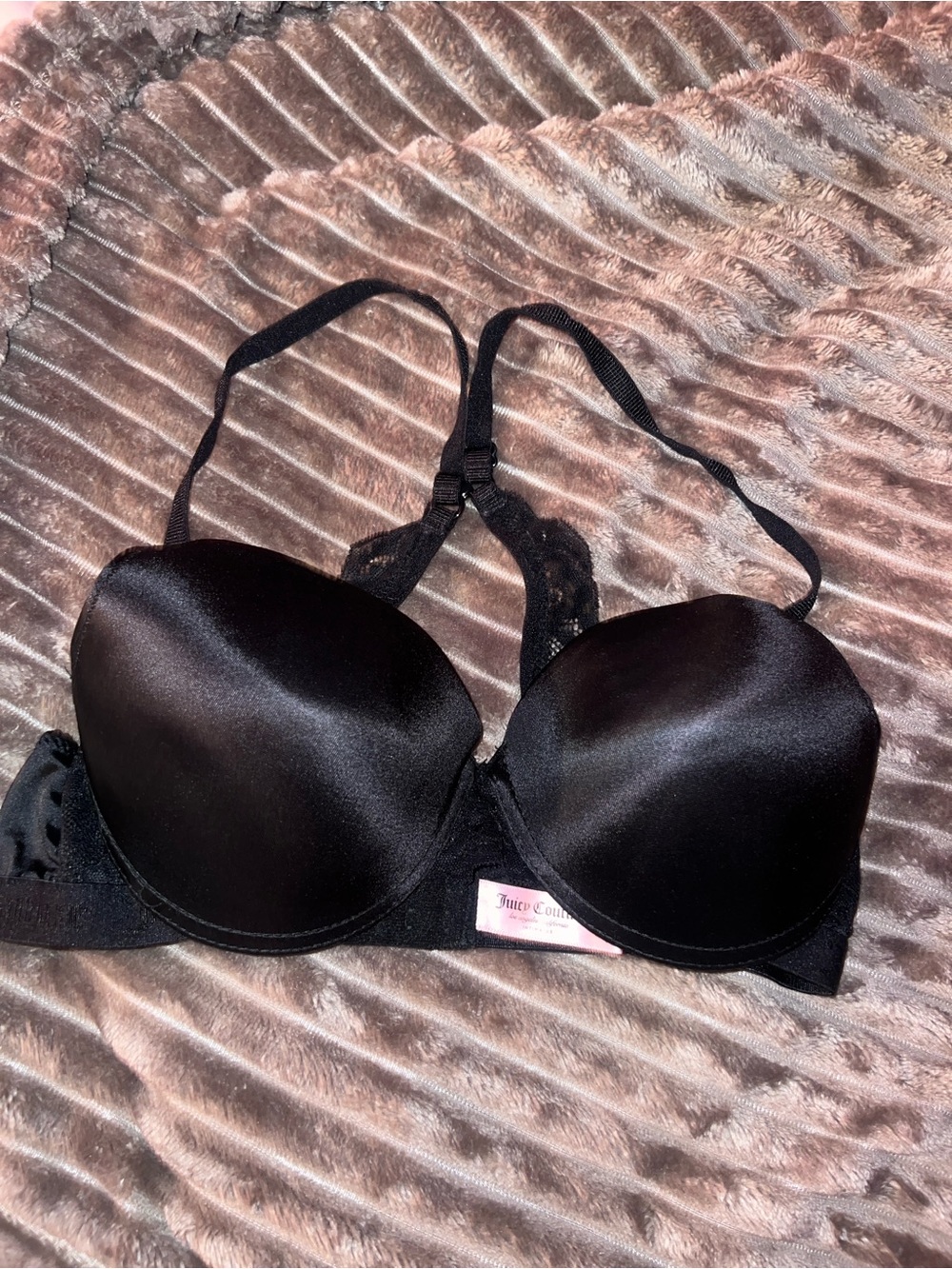 Juicy Couture Black lace bra with satin finish